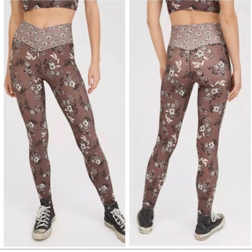 Aerie Neutral Floral Leggings